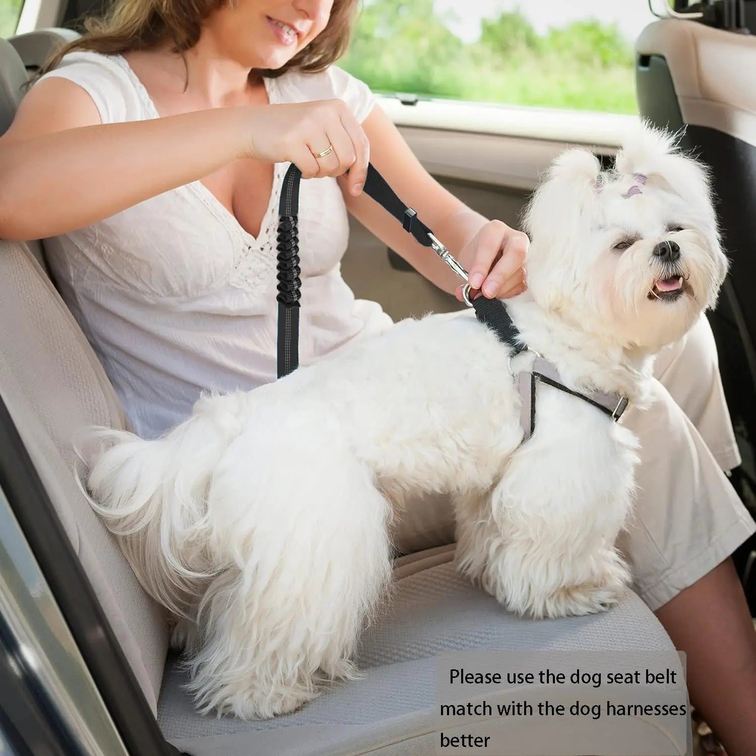 Cinto de segurança de carro para cães ajustável e resistente