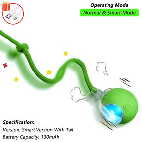 Cat Interactive Ball Toy, Automatic Rolling Ball with Tail, Rechargeable Smart Pet Interactive Toy, Intelligent Mouse for Cat