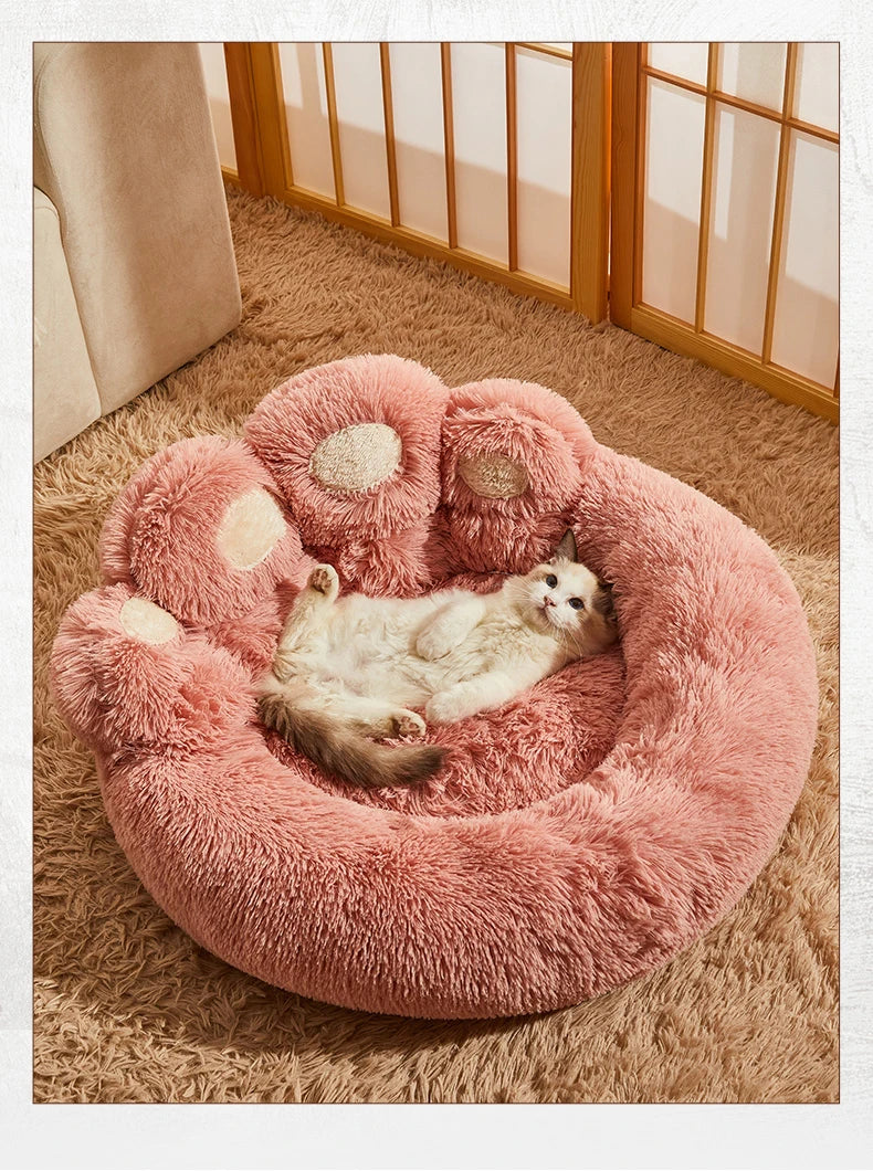 Cama para cães e gatos, formato de pata de urso