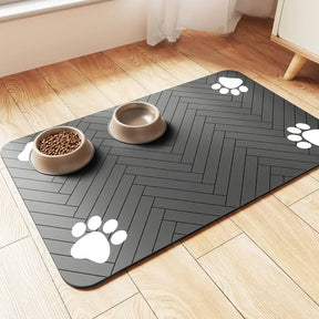 Absorbent Pet Feeding Mat, Waterproof Placemat for Dog & Cat Food & Water Bowls, Quick-Dry Rubber Backing, Non-Slip Pet Mat