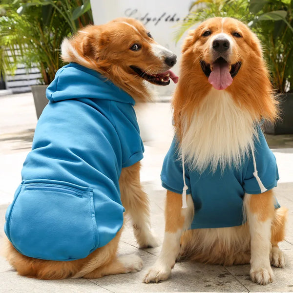 Moletom de Lã com Capuz para Cães Grandes – Roupa Pet com Bolso e Zíper, Ideal para Primavera e Outono